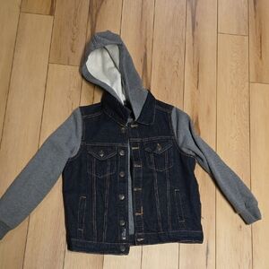 RSQ Denim Jacket with Gray Sleeves and Hood
